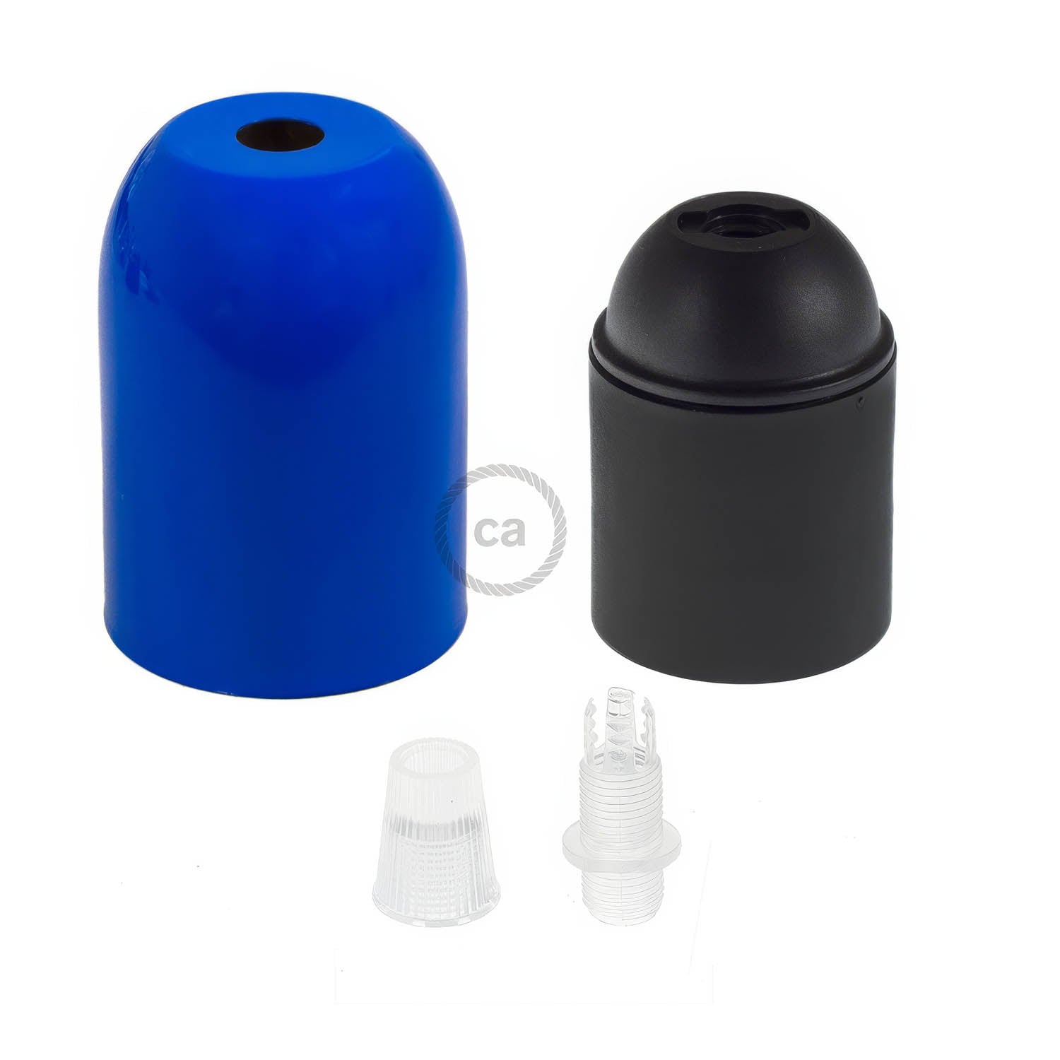 Kit portalampada E27 semisferico in metallo  - Blu