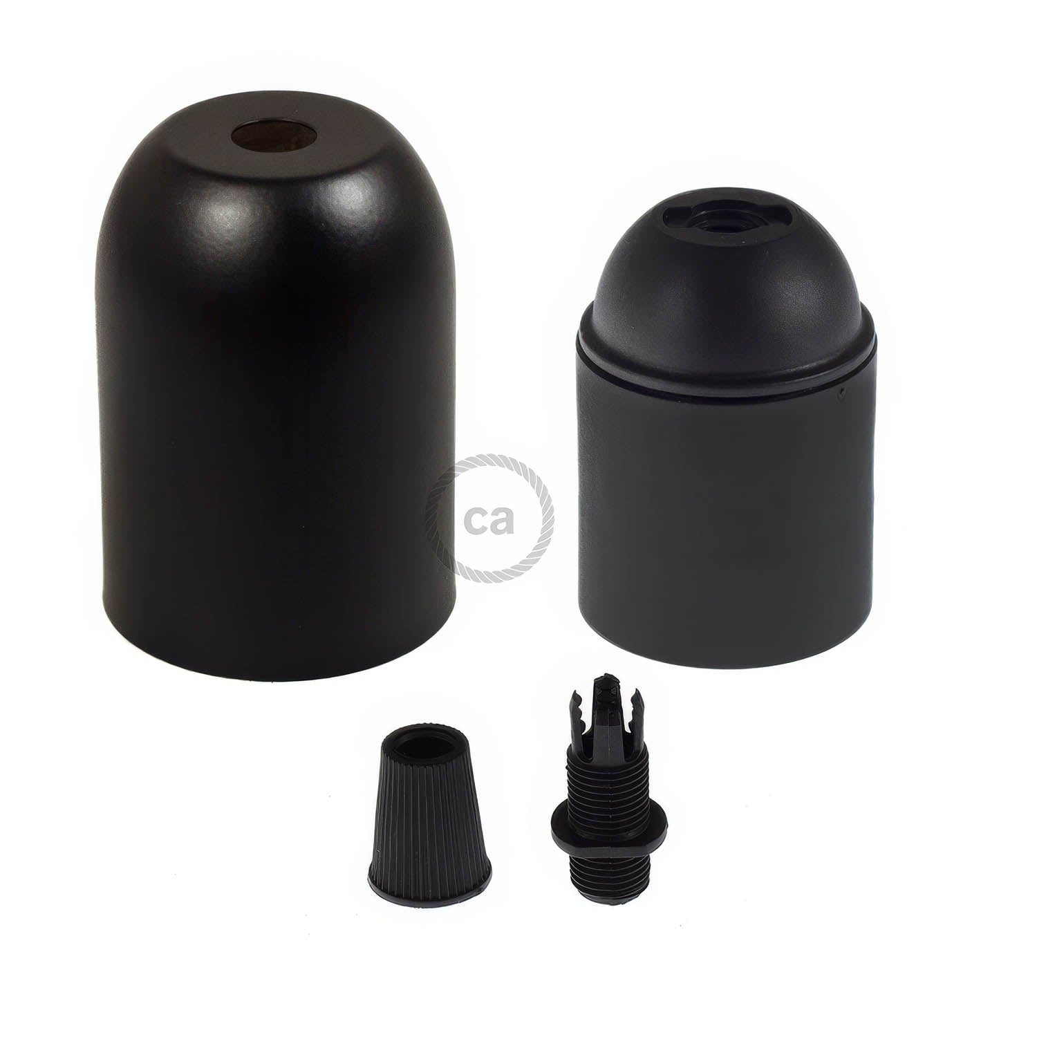 Kit portalampada E27 semisferico in metallo  - Nero