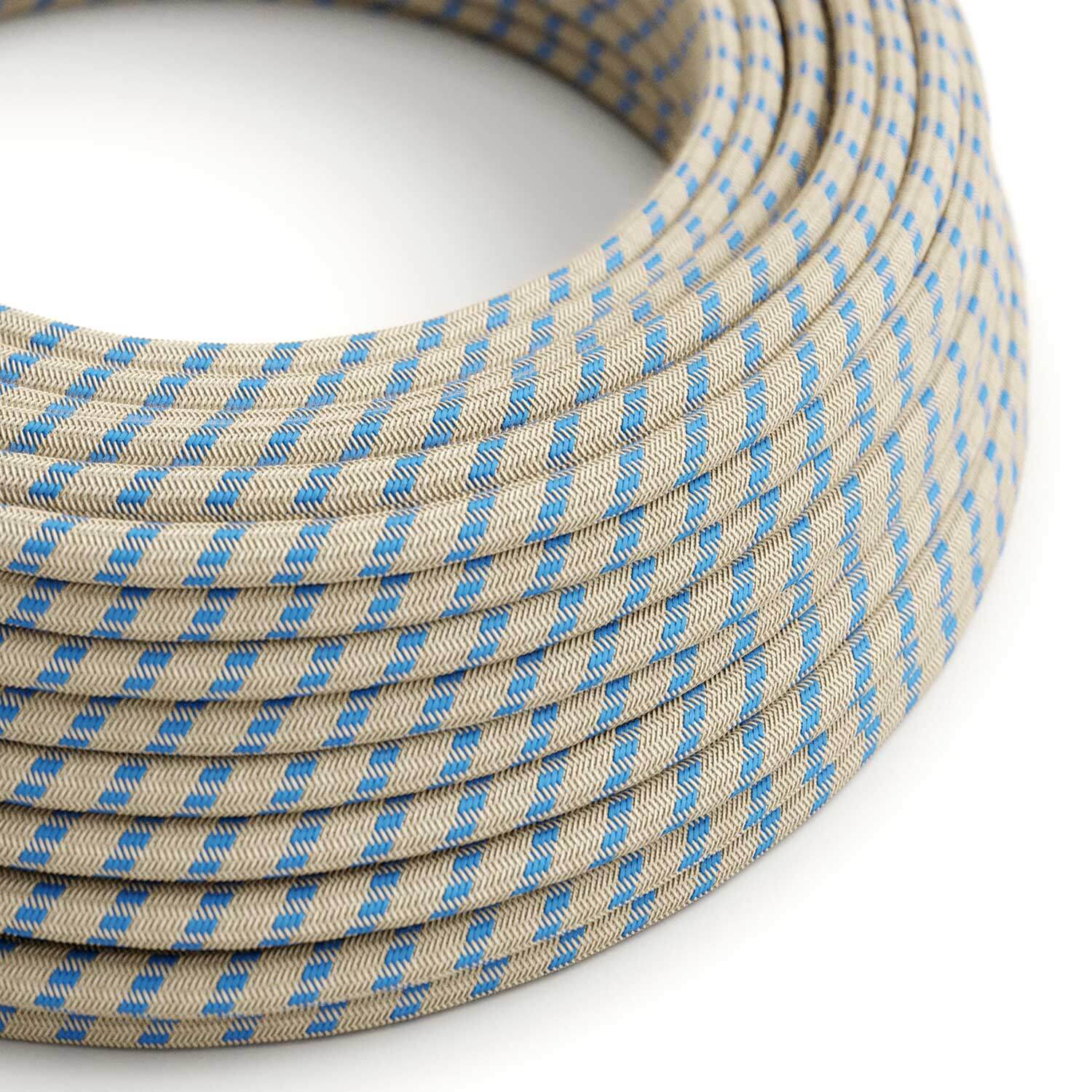 Corda elettrica in tessuto Blu Steward e Beige Stripes - L'Originale Creative Cables, per lampade DIY - RD55