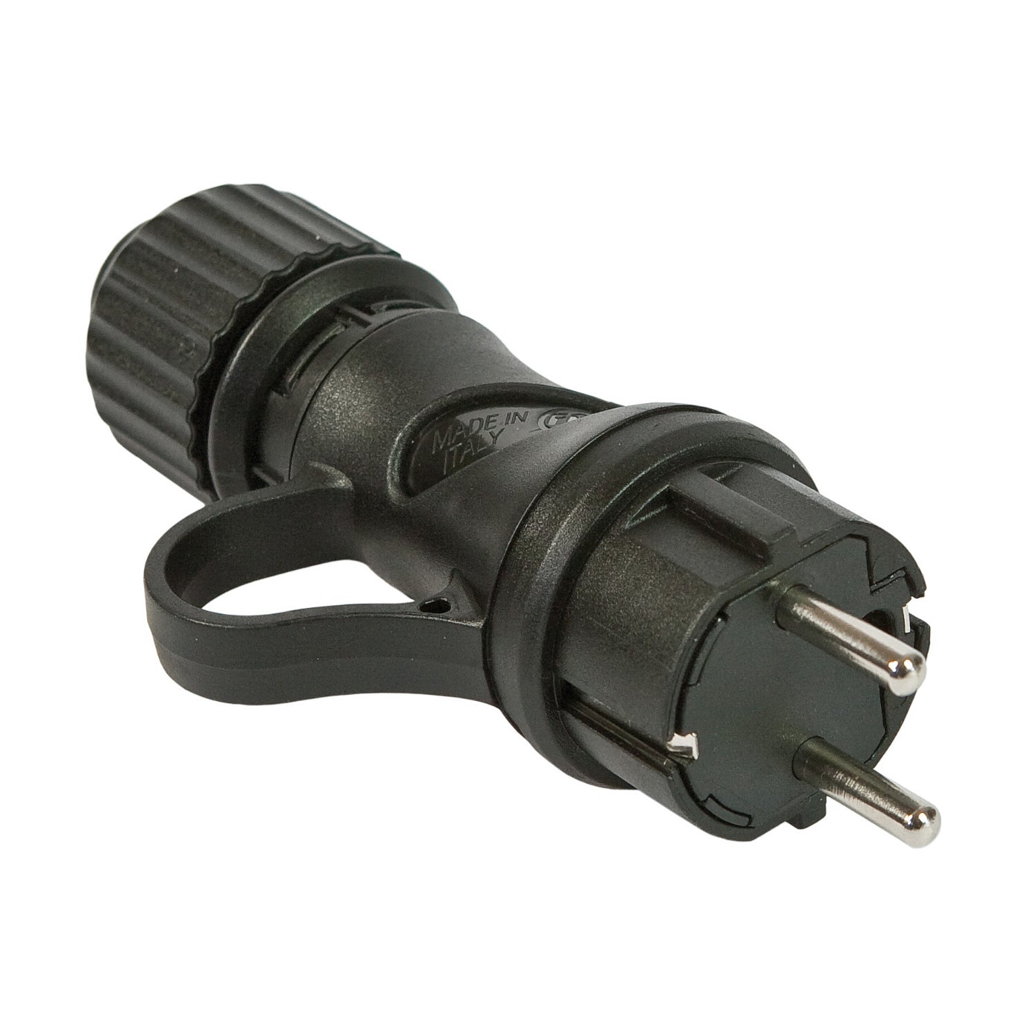 Spina Schuko Nera 16A 250V IP44 per esterno - Compatibile Sistema Modulair - Nero