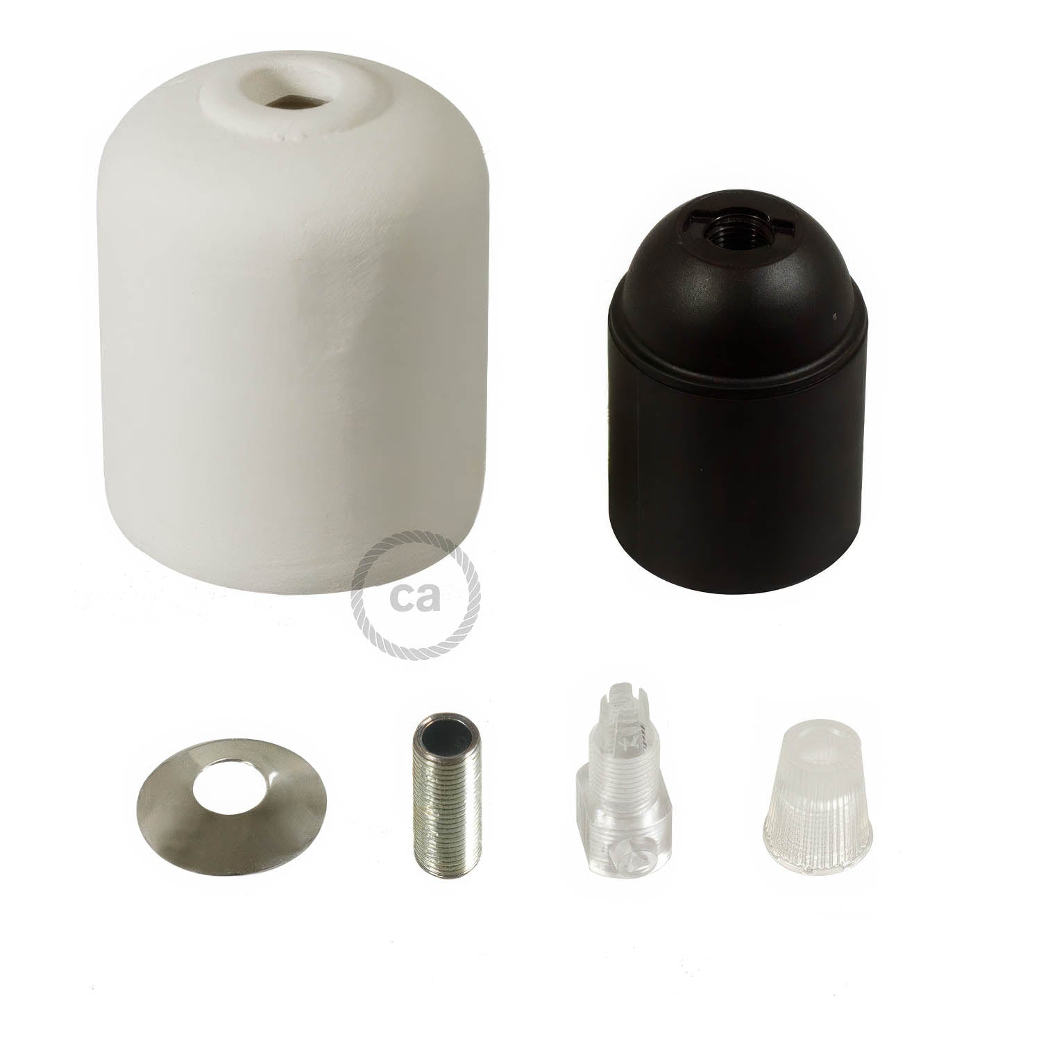 Kit portalampada E27 in ceramica - Biscotto
