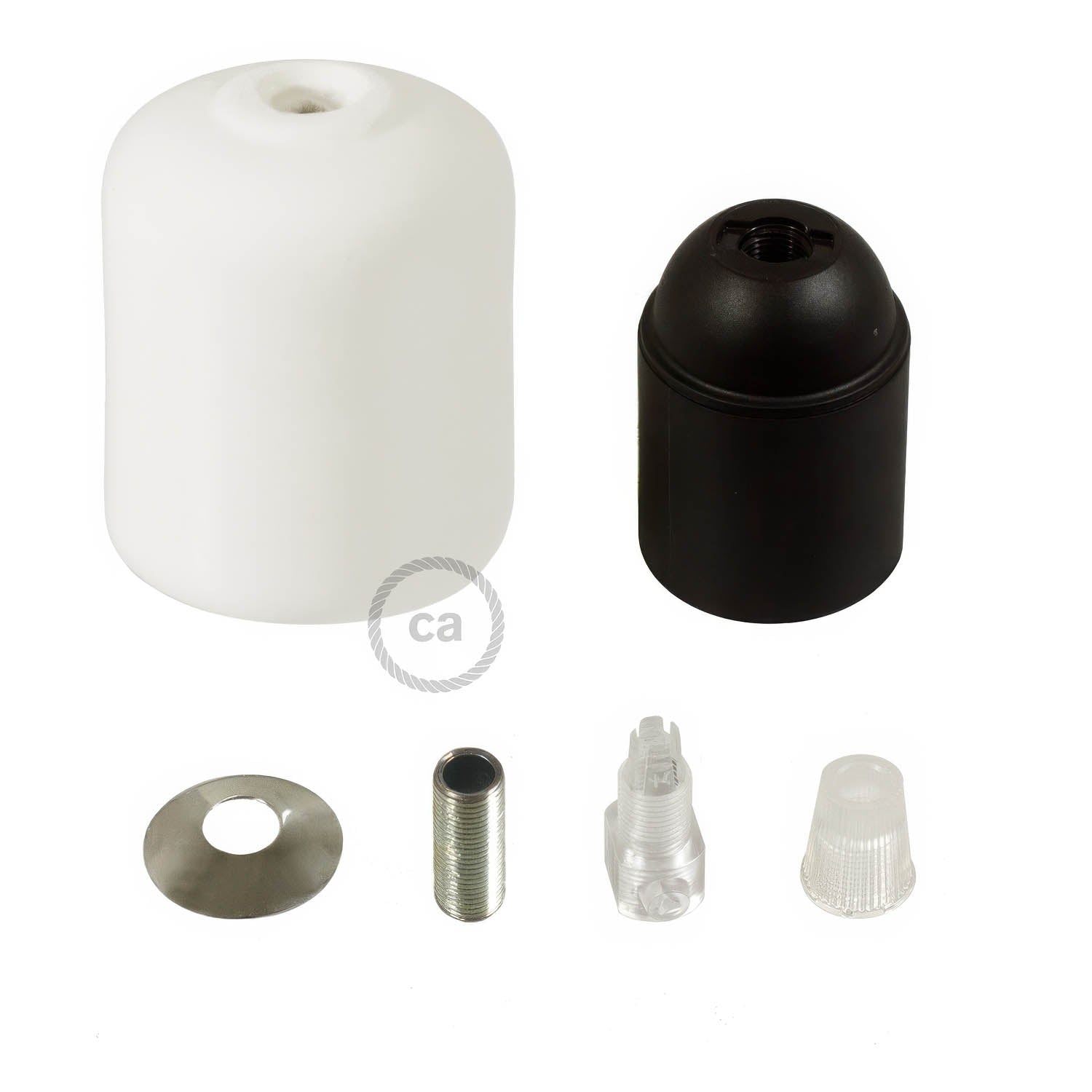 Kit portalampada E27 in ceramica - Bianco