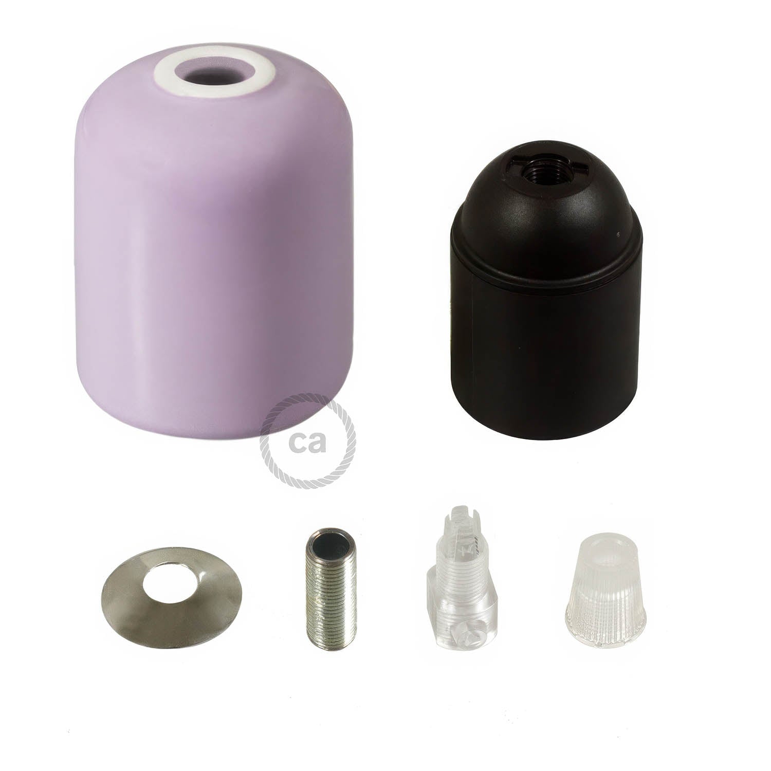 Kit portalampada E27 in ceramica - Lilla