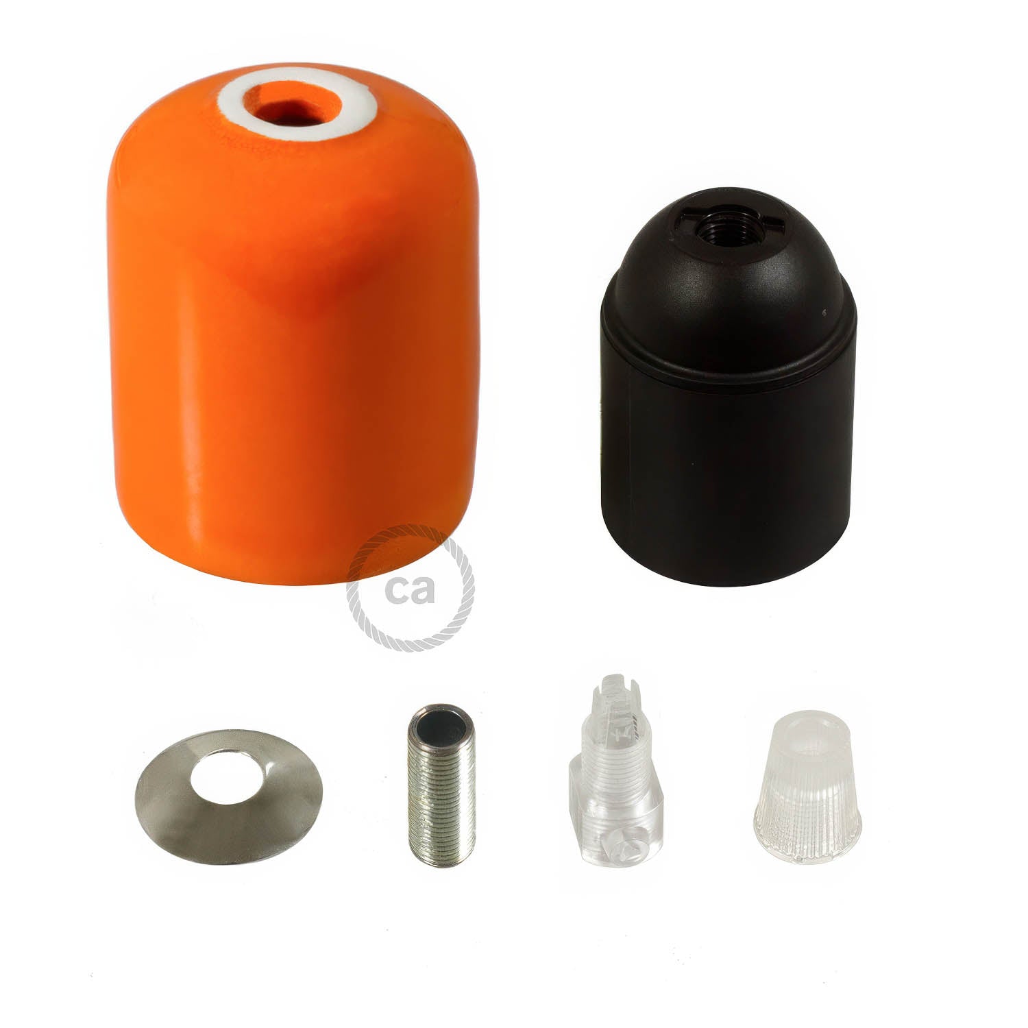 Kit portalampada E27 in ceramica - Arancione