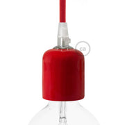 Kit portalampada E27 in ceramica - Rosso