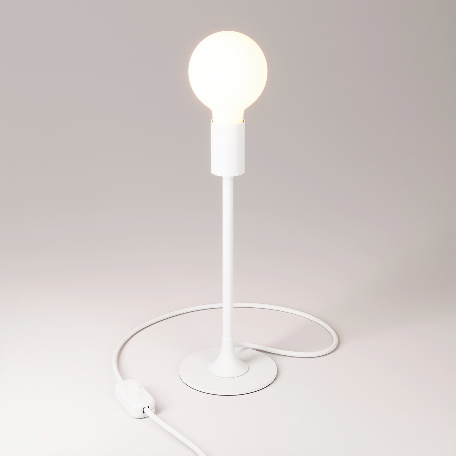 Lampada da tavolo MAG-Y con base metallica tonda - Bianco opaco