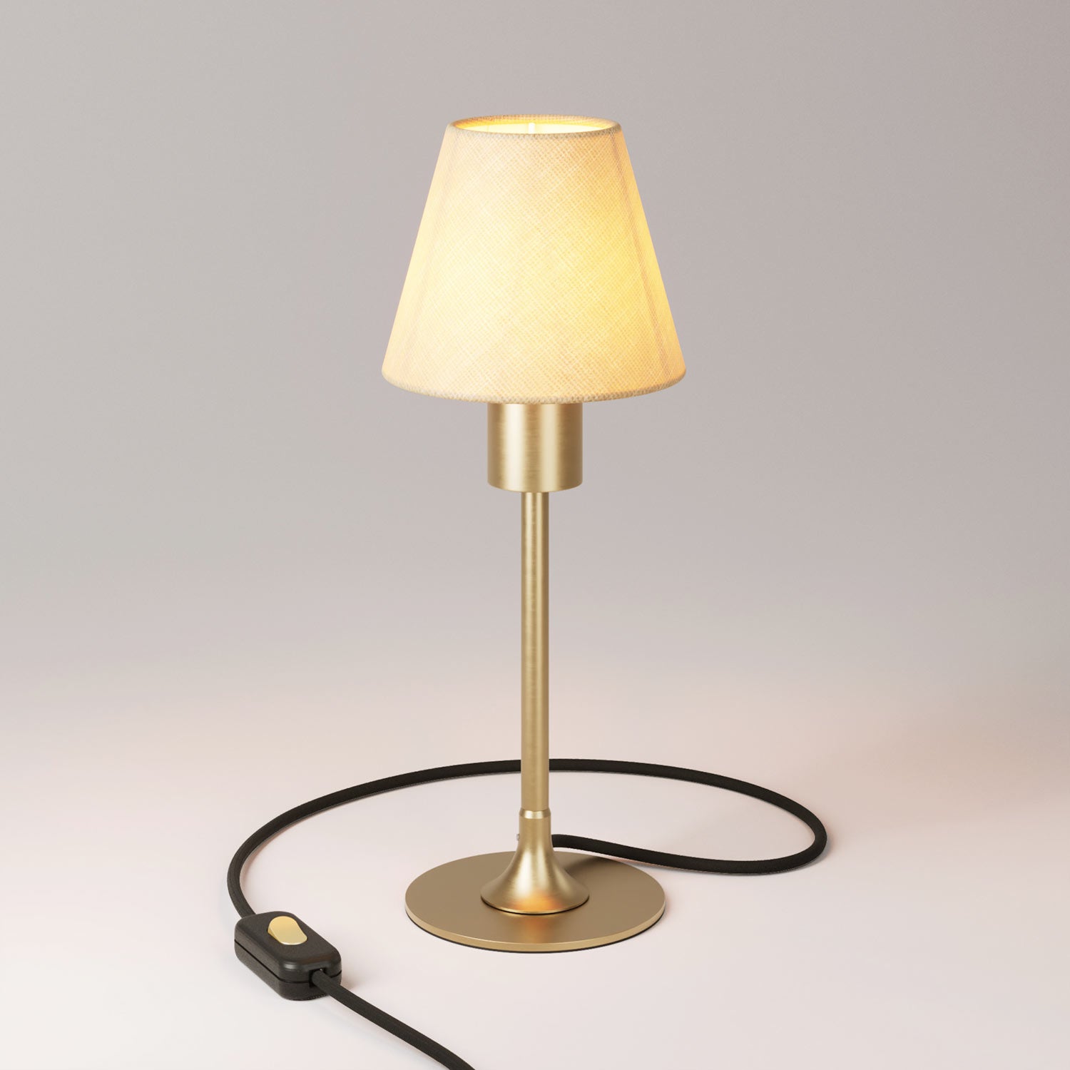 Lampada da tavolo MAG-Y con base metallica tonda e paralume - Bronzo satinato