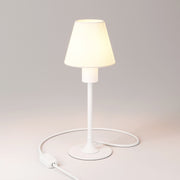 Lampada da tavolo MAG-Y con base metallica tonda e paralume - Bianco opaco