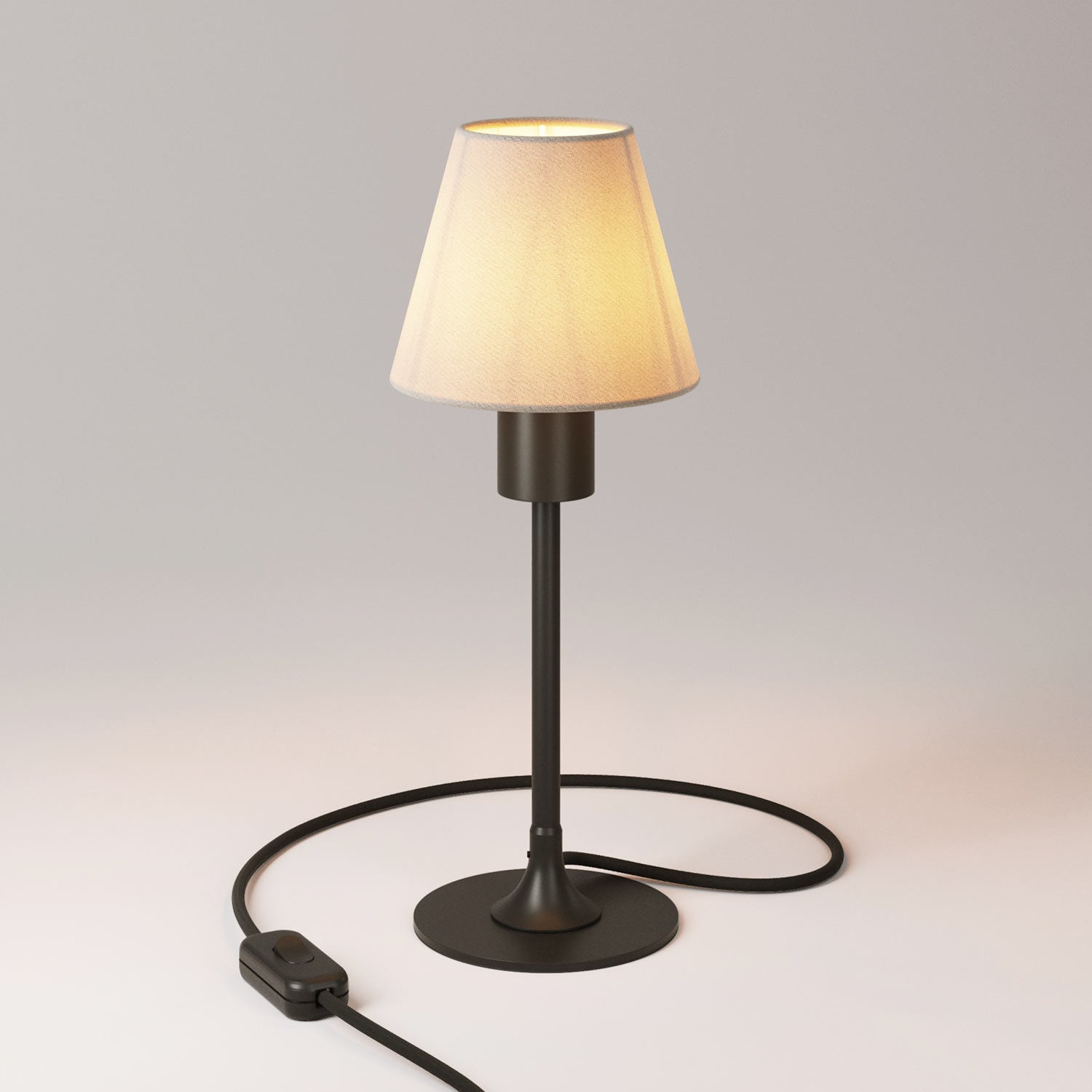Lampada da tavolo MAG-Y con base metallica tonda e paralume - Nero