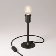 Lampada da tavolo MAG-Y con base metallica tonda e predisposizione per paralume - Nero