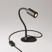 Lampada da scrivania MAG-Y con Flex, base metallica ovale e luce spot - Nero