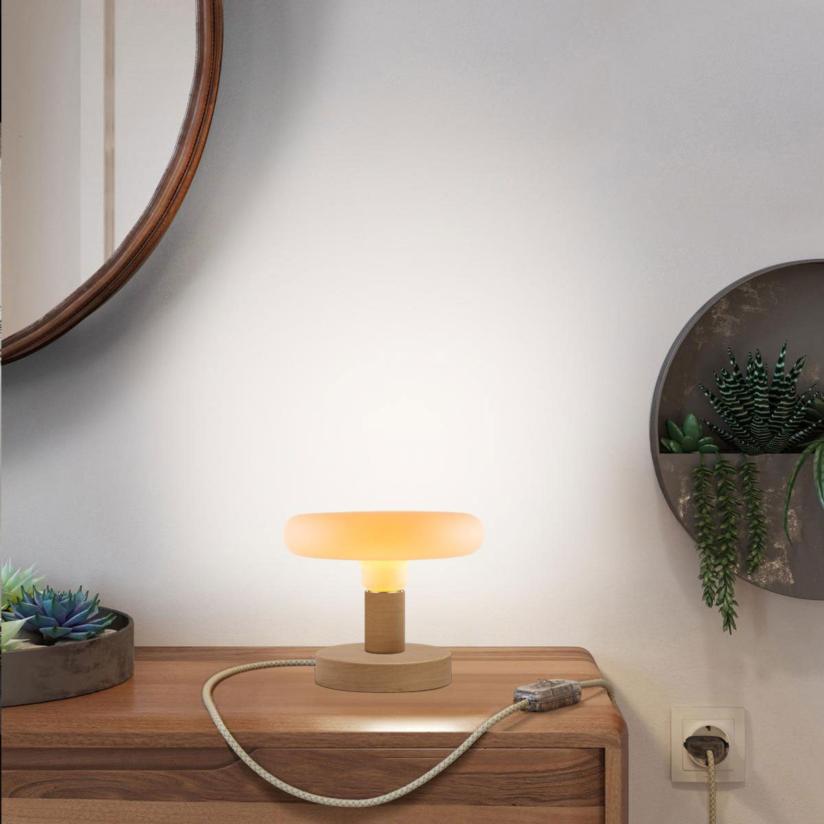Lampada da tavolo Posaluce Dash in legno - Neutro