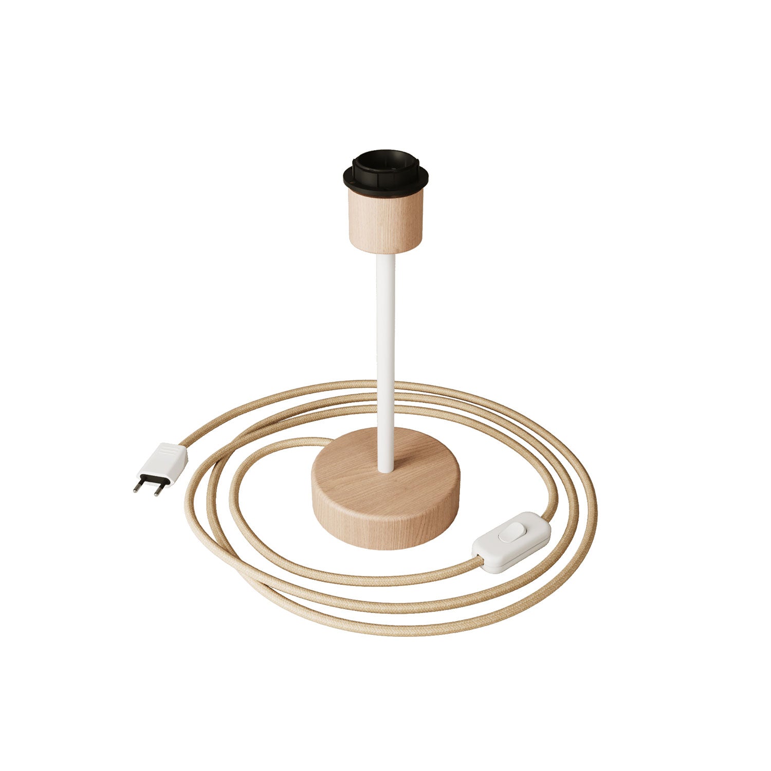 Lampada da tavolo in legno con predisposizione per paralume - Alzaluce Wood - Neutro