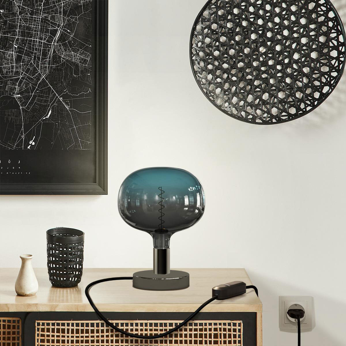Lampada da tavolo Posaluce Cobble in metallo - Nero perla