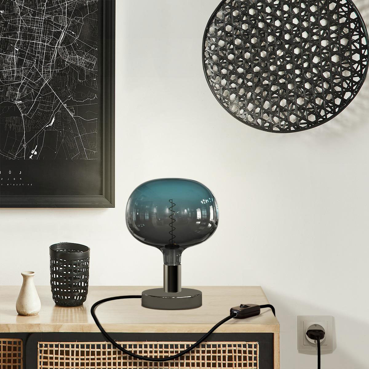 Lampada da tavolo Posaluce Cobble in metallo - Nero perla