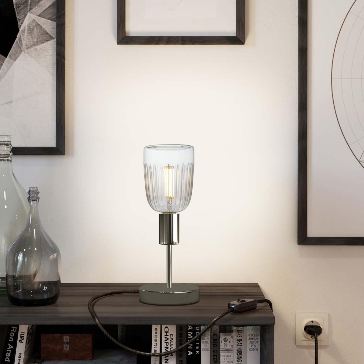 Lampada da tavolo Alzaluce Tiche in metallo - Nero perla