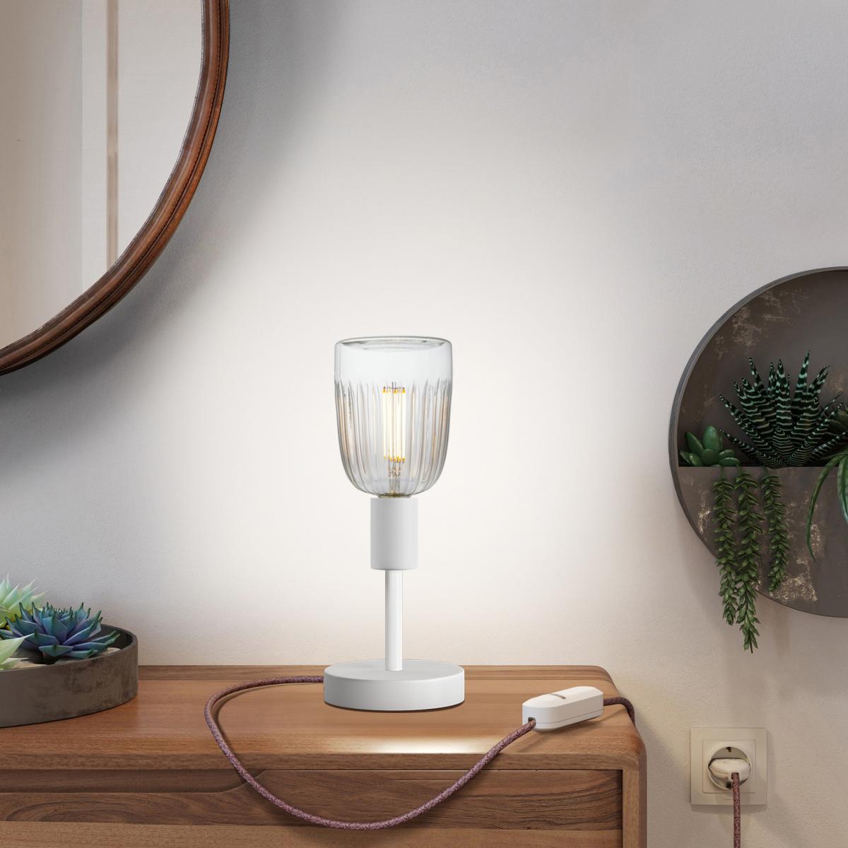 Lampada da tavolo Alzaluce Tiche in metallo - Bianco opaco