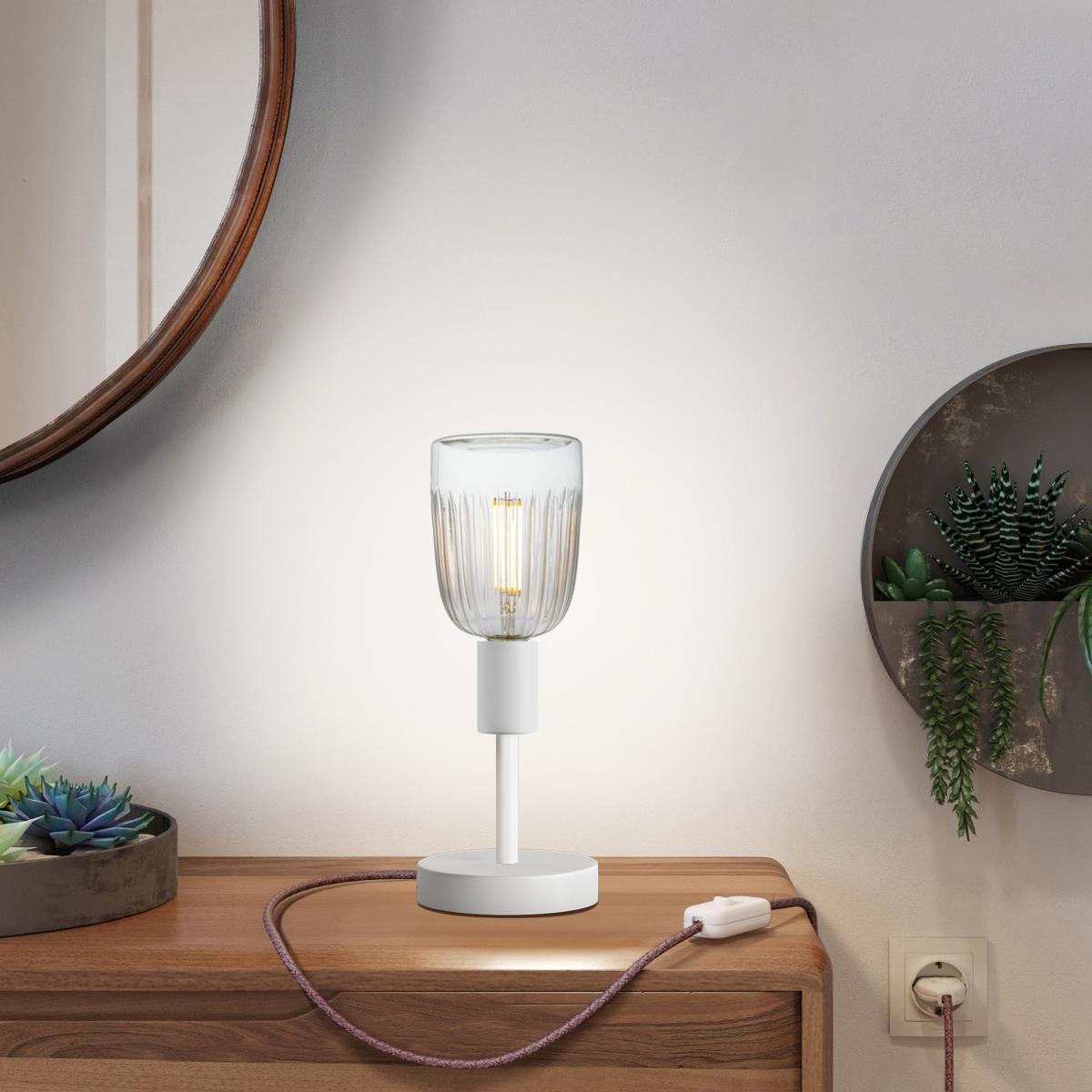Lampada da tavolo Alzaluce Tiche in metallo - Bianco opaco
