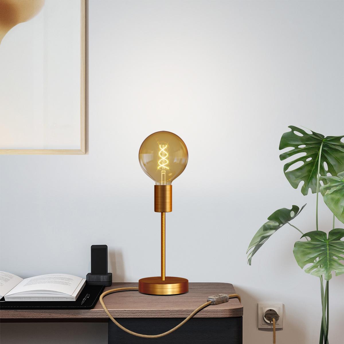 Lampada da tavolo Alzaluce Globo in metallo - Rame satinato