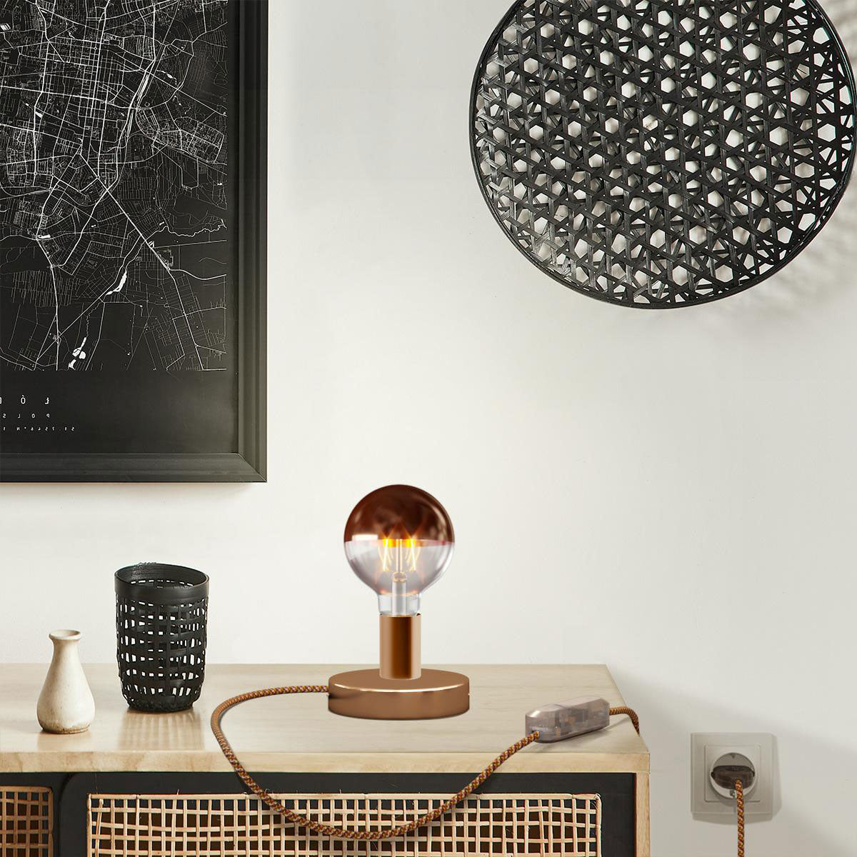 Lampada da tavolo Posaluce Half Cup in metallo - Rame