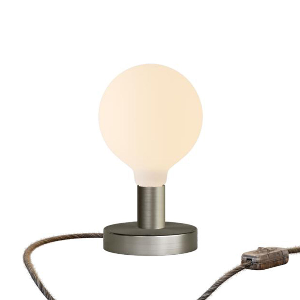 Lampada da tavolo Posaluce Globo in metallo - Titanio satinato