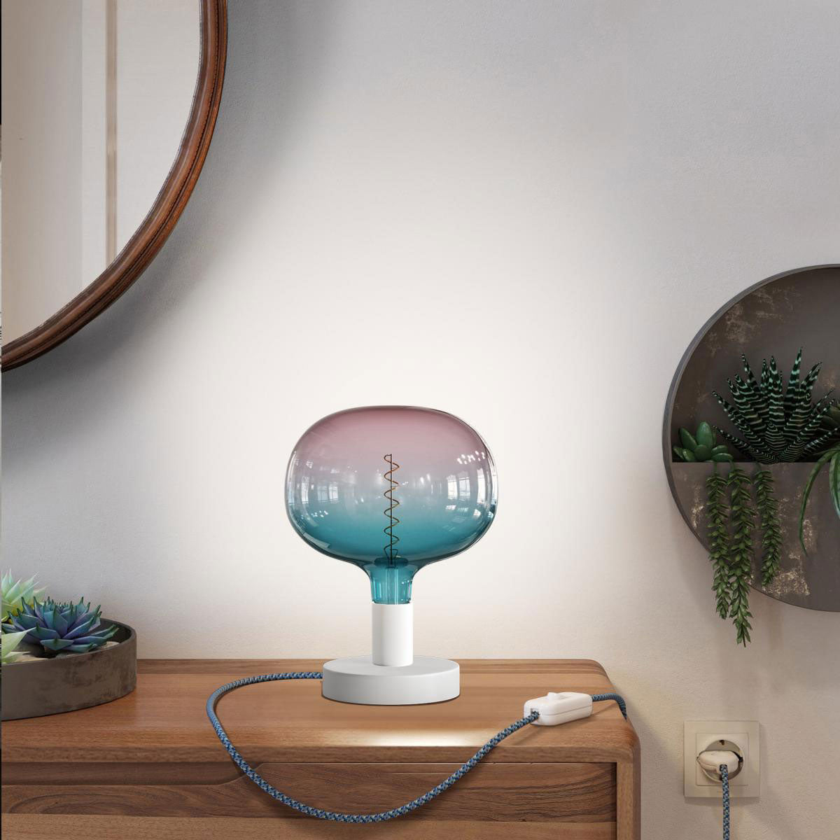 Lampada da tavolo Posaluce Cobble in metallo - Bianco opaco
