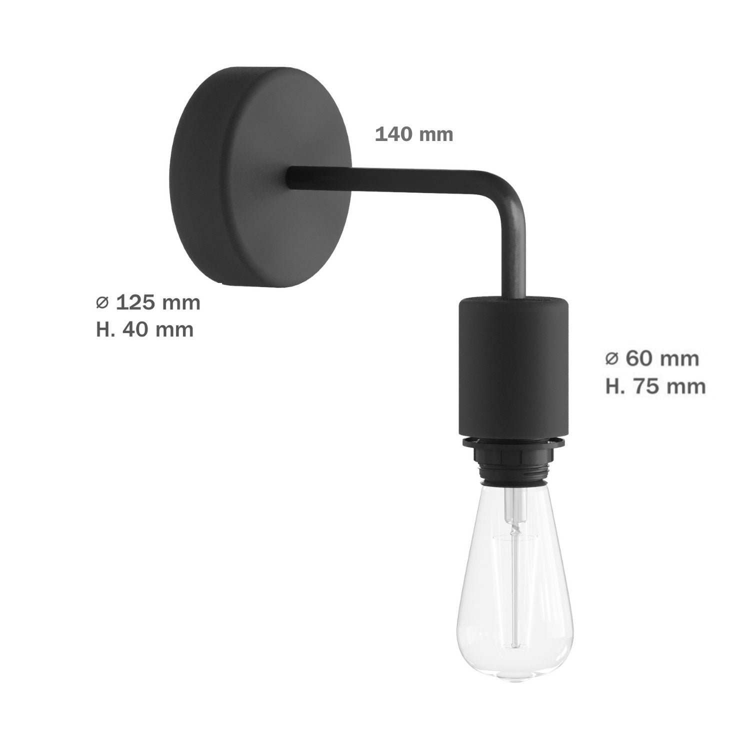 Fermaluce per paralume Modulair ELEGANT con estensione a L, rosone e portalampada IP65 waterproof - Bianco