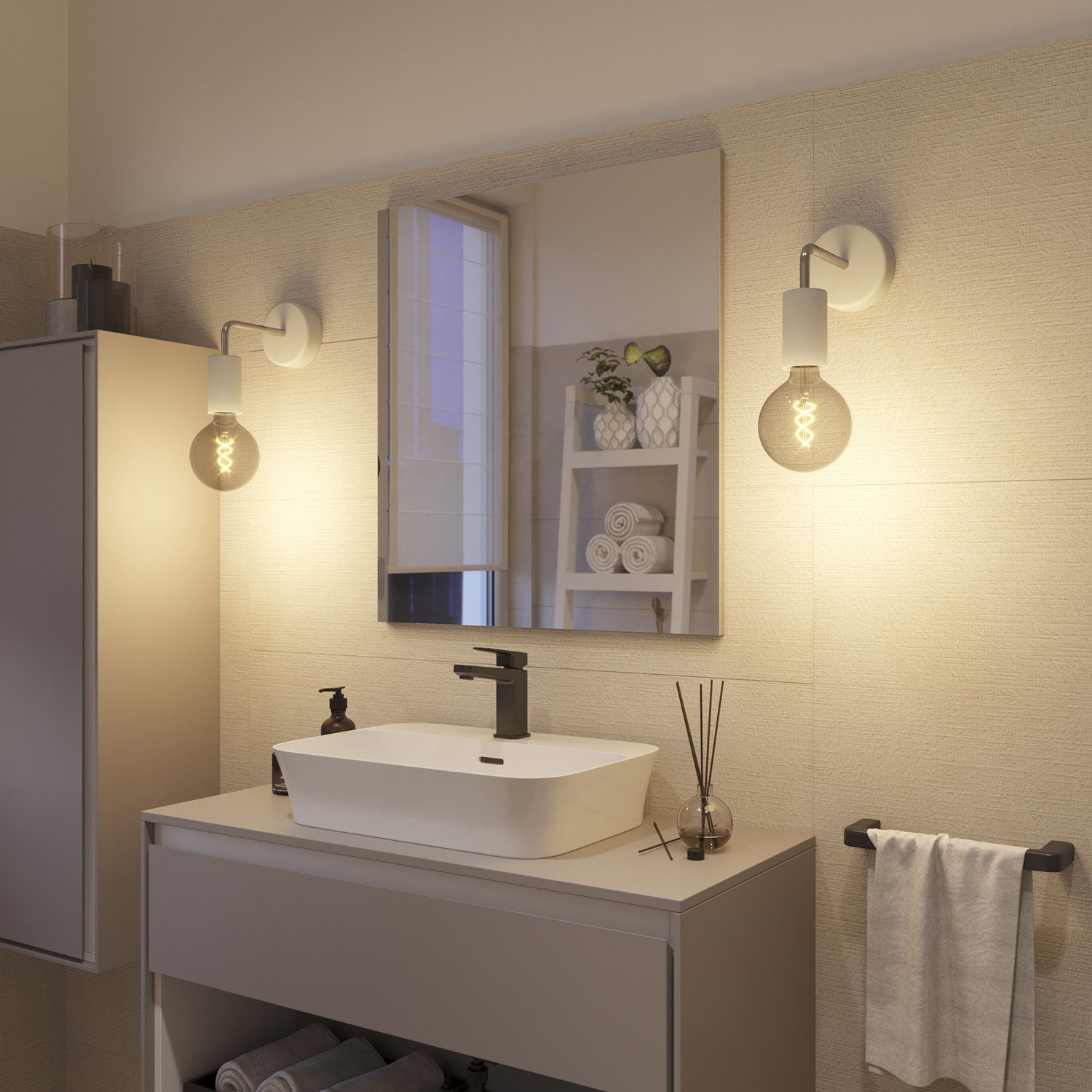 Fermaluce Modulair ELEGANT con estensione a L, rosone e portalampada IP65 waterproof - Grigio ghiaccio