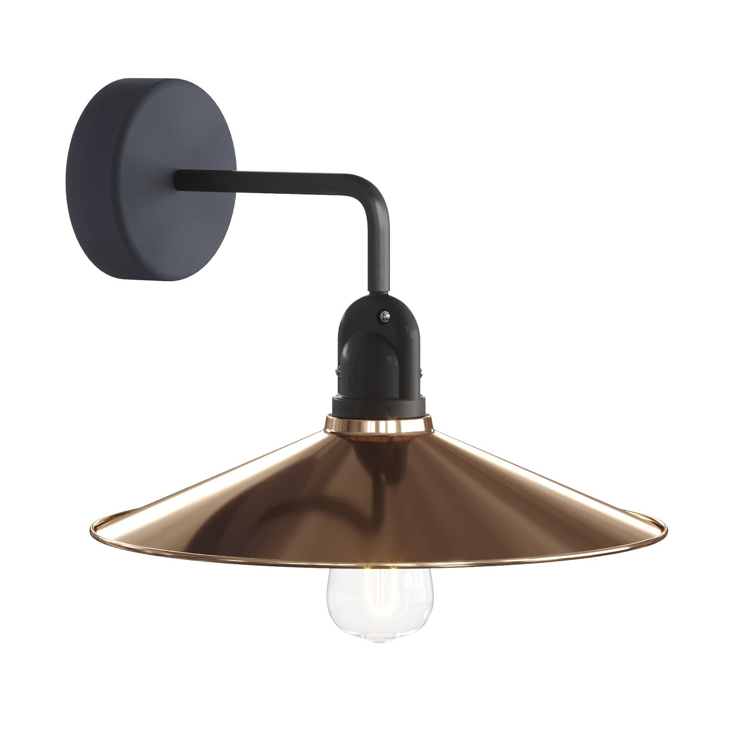 Fermaluce Modulair con estensione a L, paralume Swing e portalampada IP65 waterproof - Rame