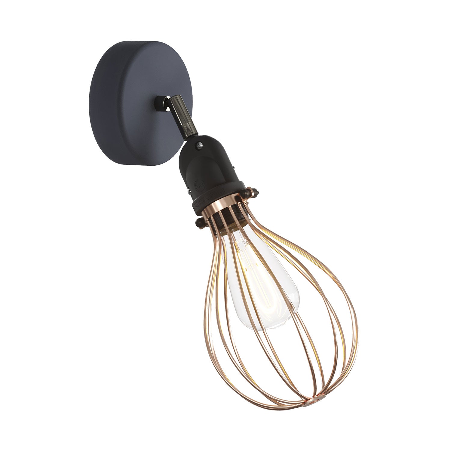 Fermaluce Modulair con snodo orientabile, paralume Drop e portalampada IP65 waterproof - Rame