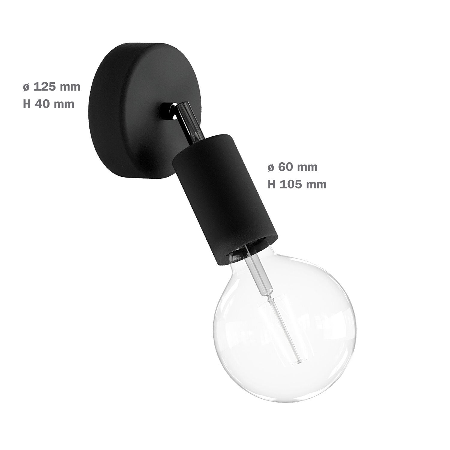 Fermaluce Modulair ELEGANT con snodo orientabile, rosone e portalampada IP65 waterproof - Nero