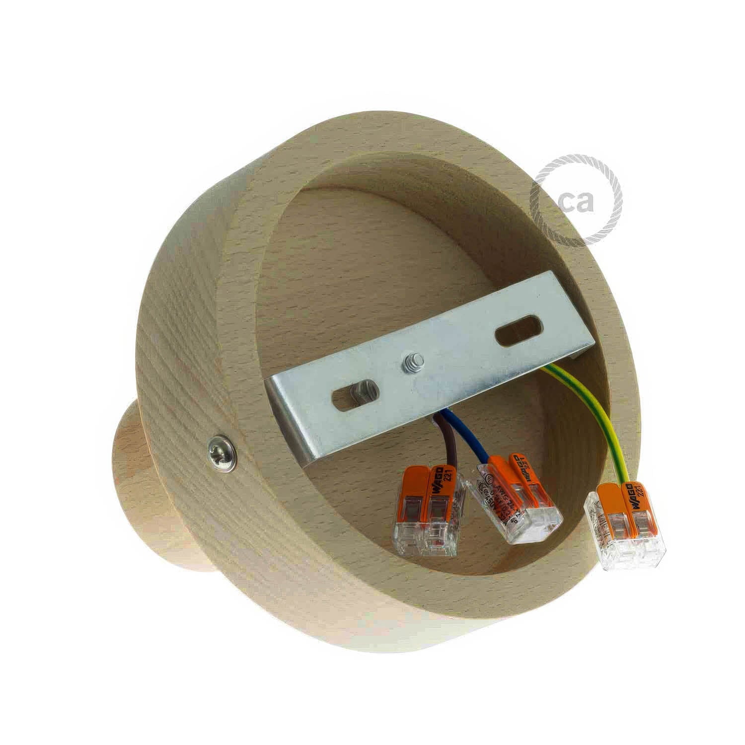 Fermaluce Wood S, punto luce a parete o soffitto in legno - Neutro