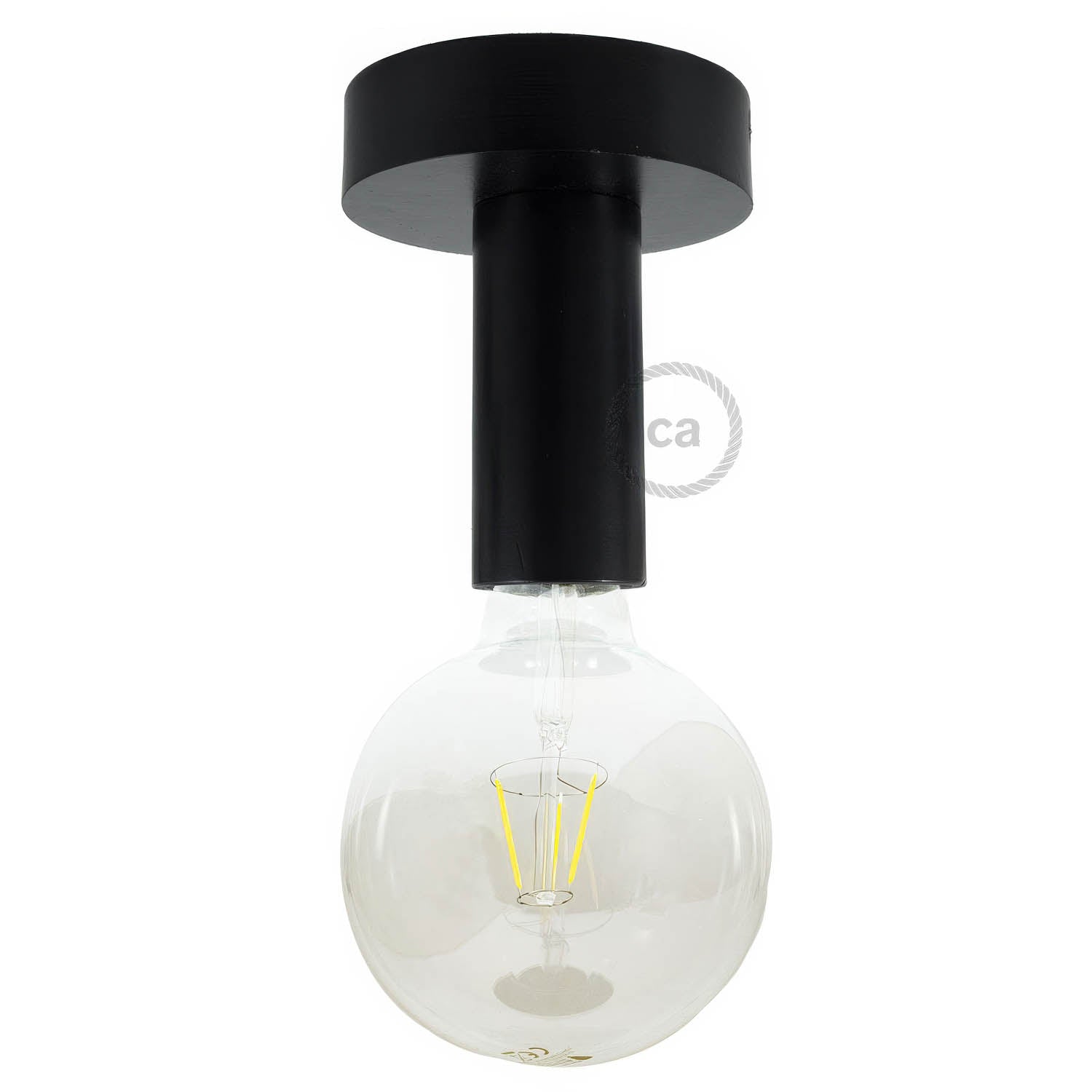 Fermaluce Wood M, il punto luce in legno a parete o soffitto - Nero