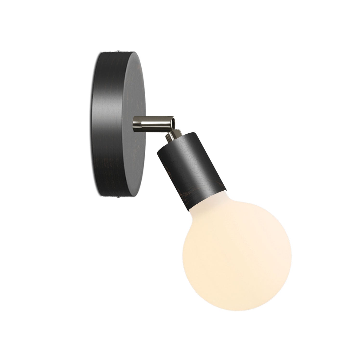 Lampada Fermaluce Snodo in legno con lampadina Globo Porcellana - Nero