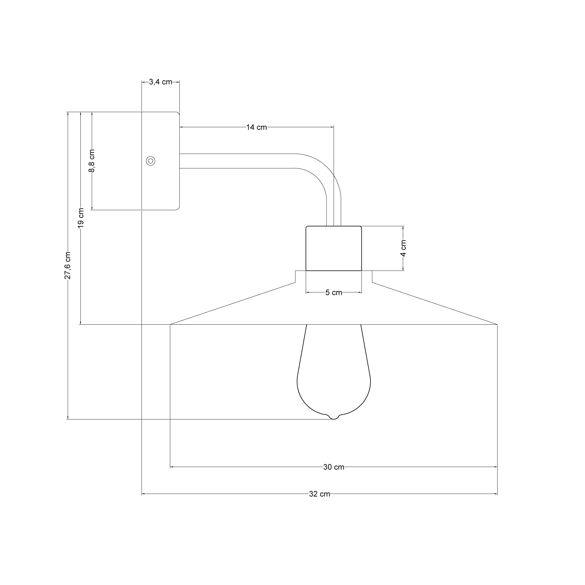 Lampada a muro in legno con paralume Swing ed estensione curva - Fermaluce Wood - Neutro