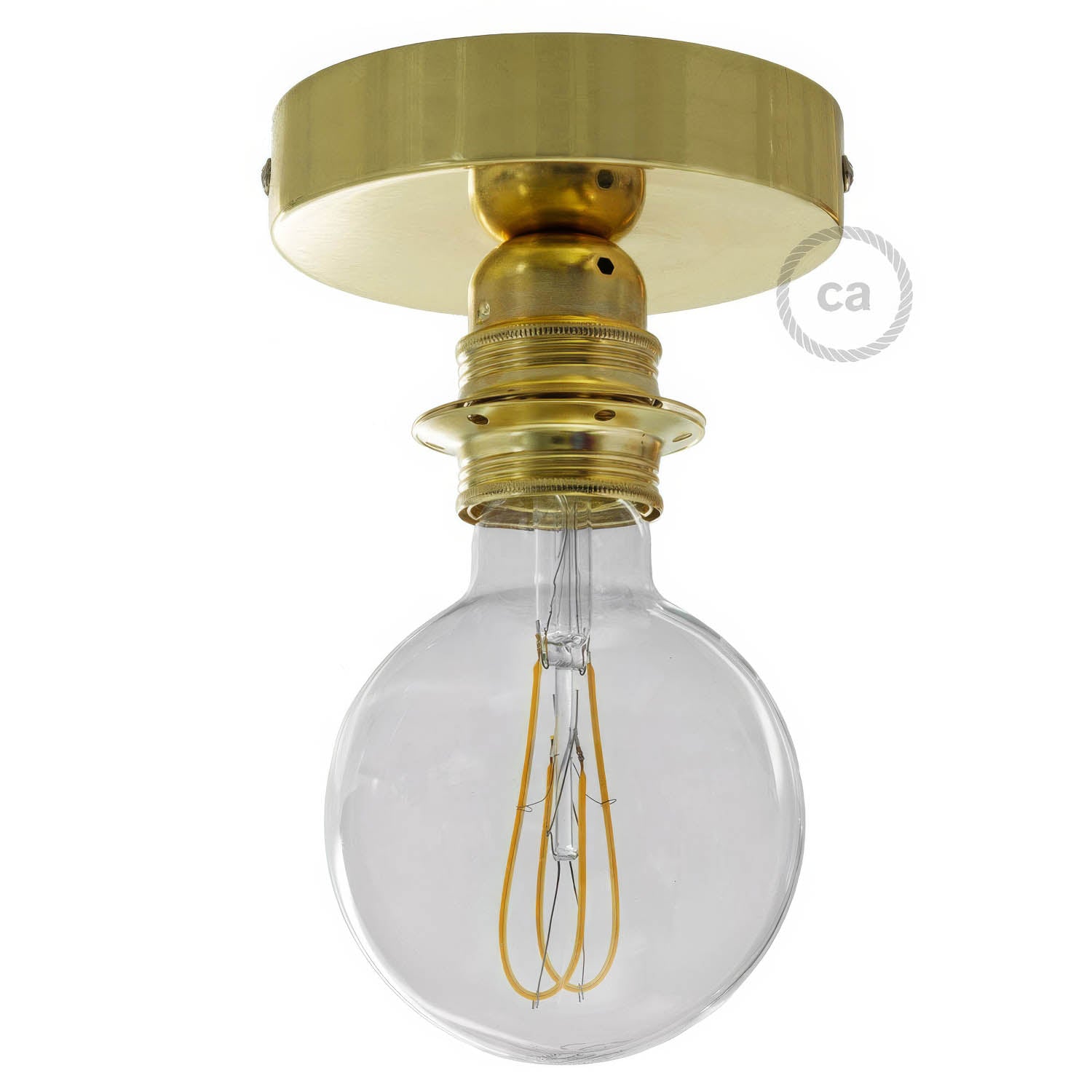 Fermaluce Metal con portalampada filettato E27, punto luce in metallo - Ottone