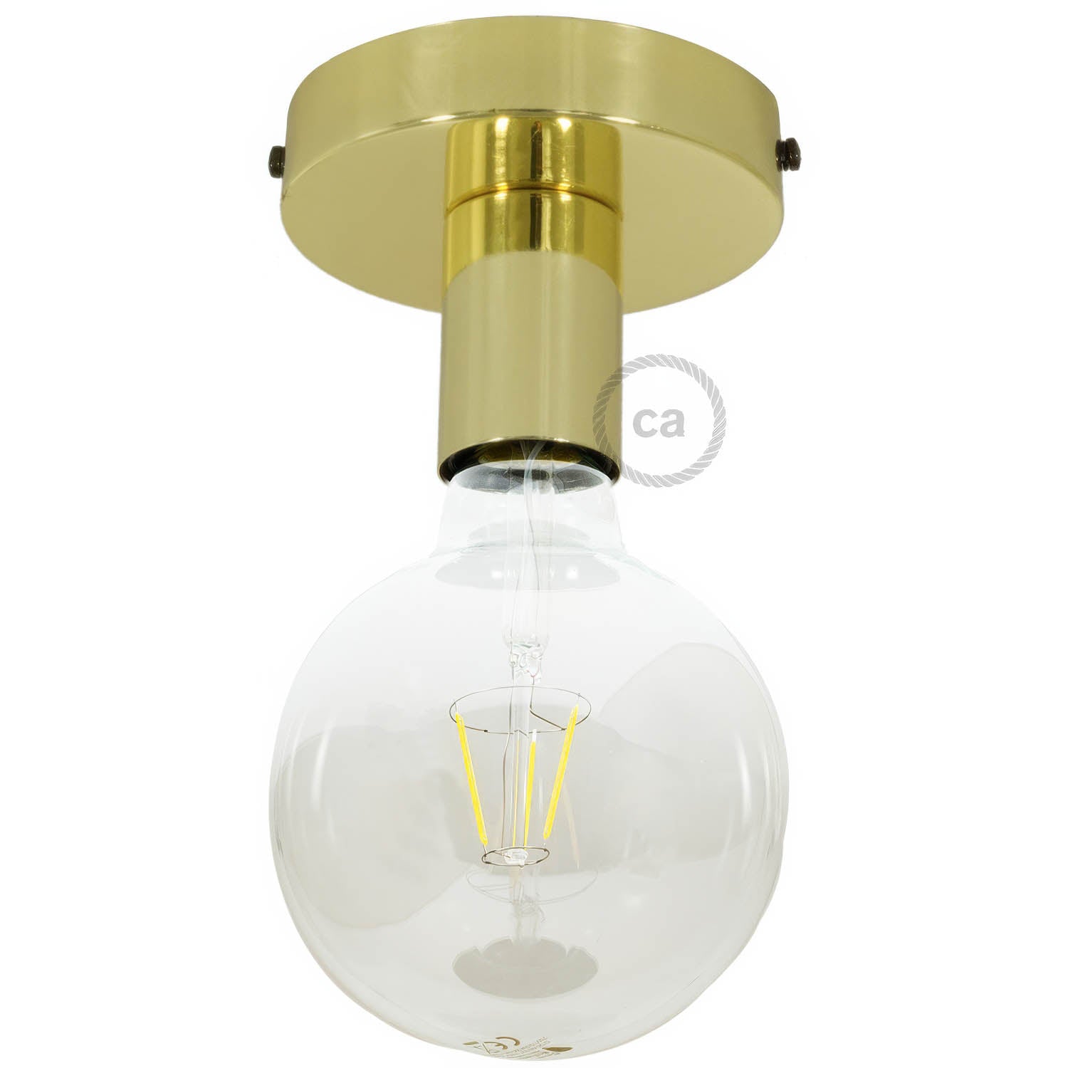 Fermaluce Metal, il punto luce in metallo a parete o soffitto - Ottone