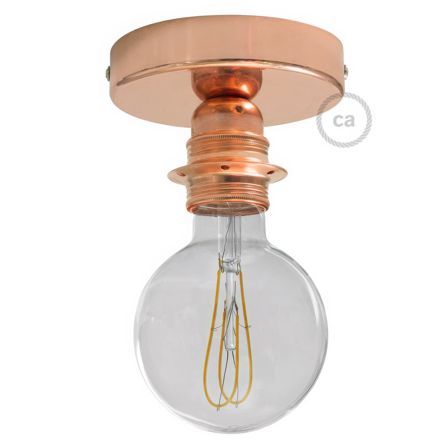 Fermaluce Metal con portalampada filettato E27, punto luce in metallo - Rame