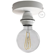 Fermaluce Metal con portalampada filettato E27, punto luce in metallo - Bianco