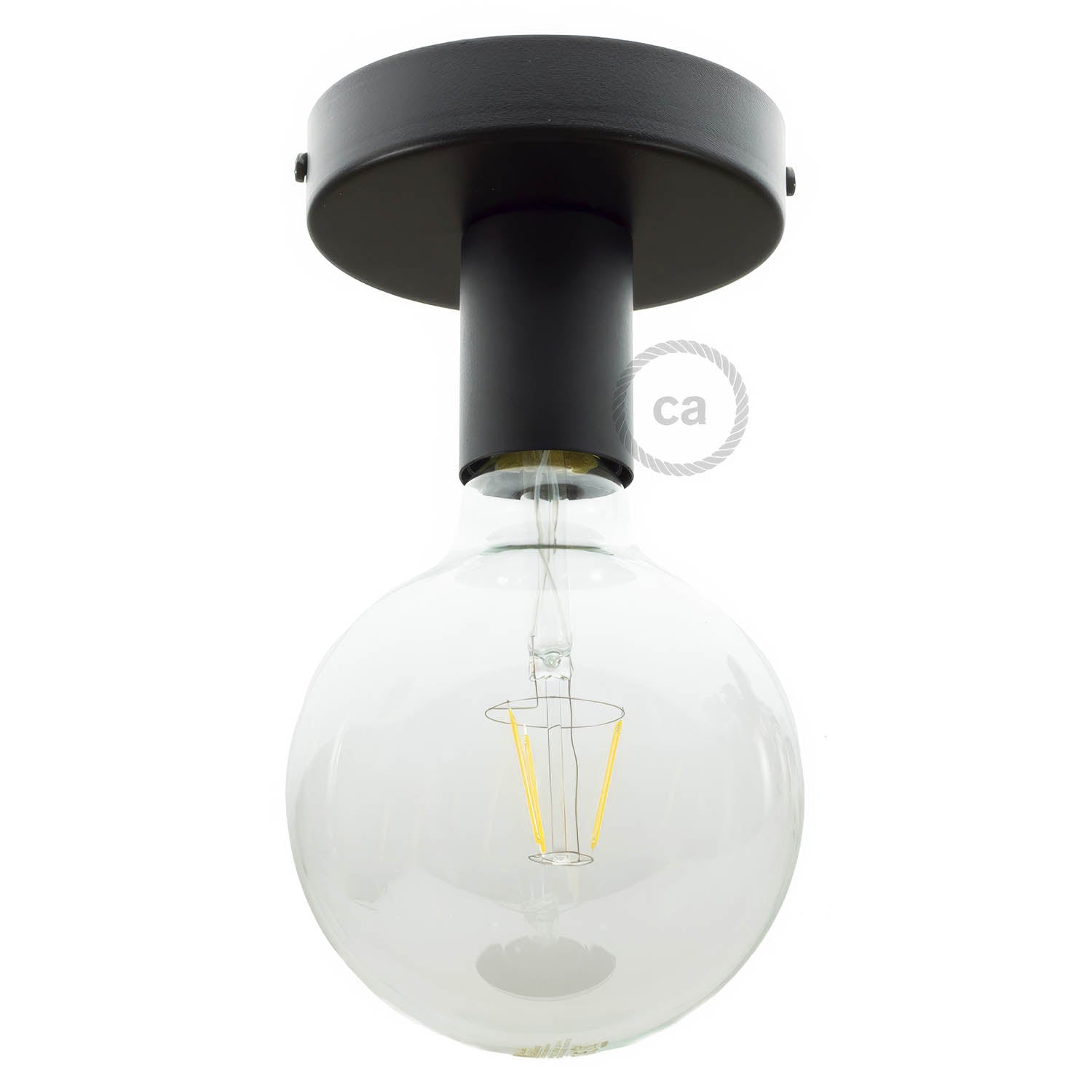 Fermaluce Metal, il punto luce in metallo a parete o soffitto - Nero