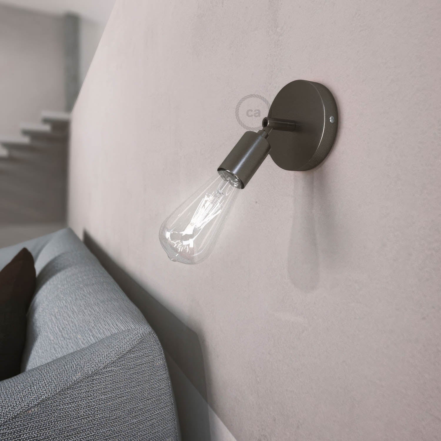 Fermaluce Metallo 90°, punto luce orientabile da parete o soffitto - Nero perla