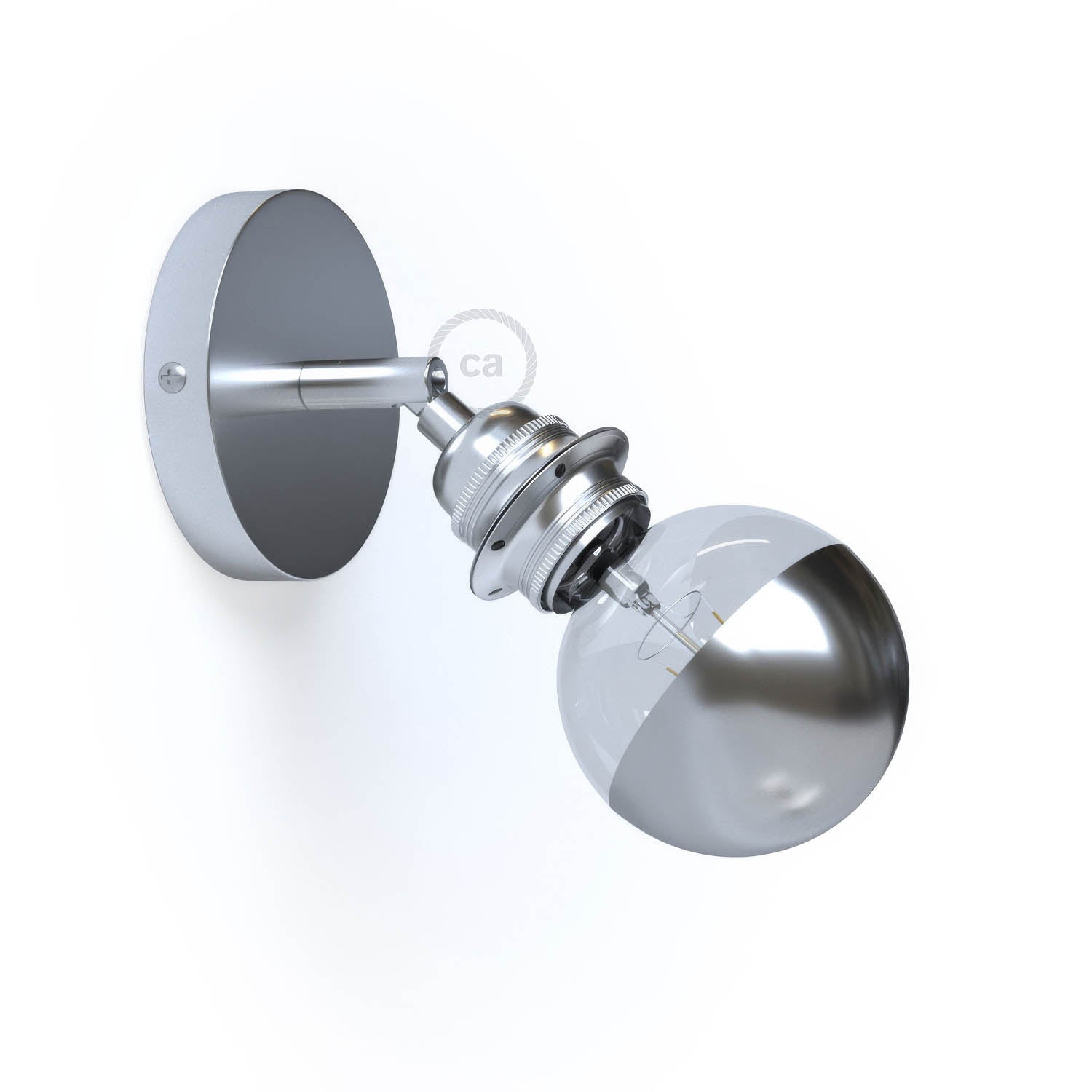 Fermaluce Metallo 90° con portalampada filettato E27, punto luce in metallo orientabile - Cromo