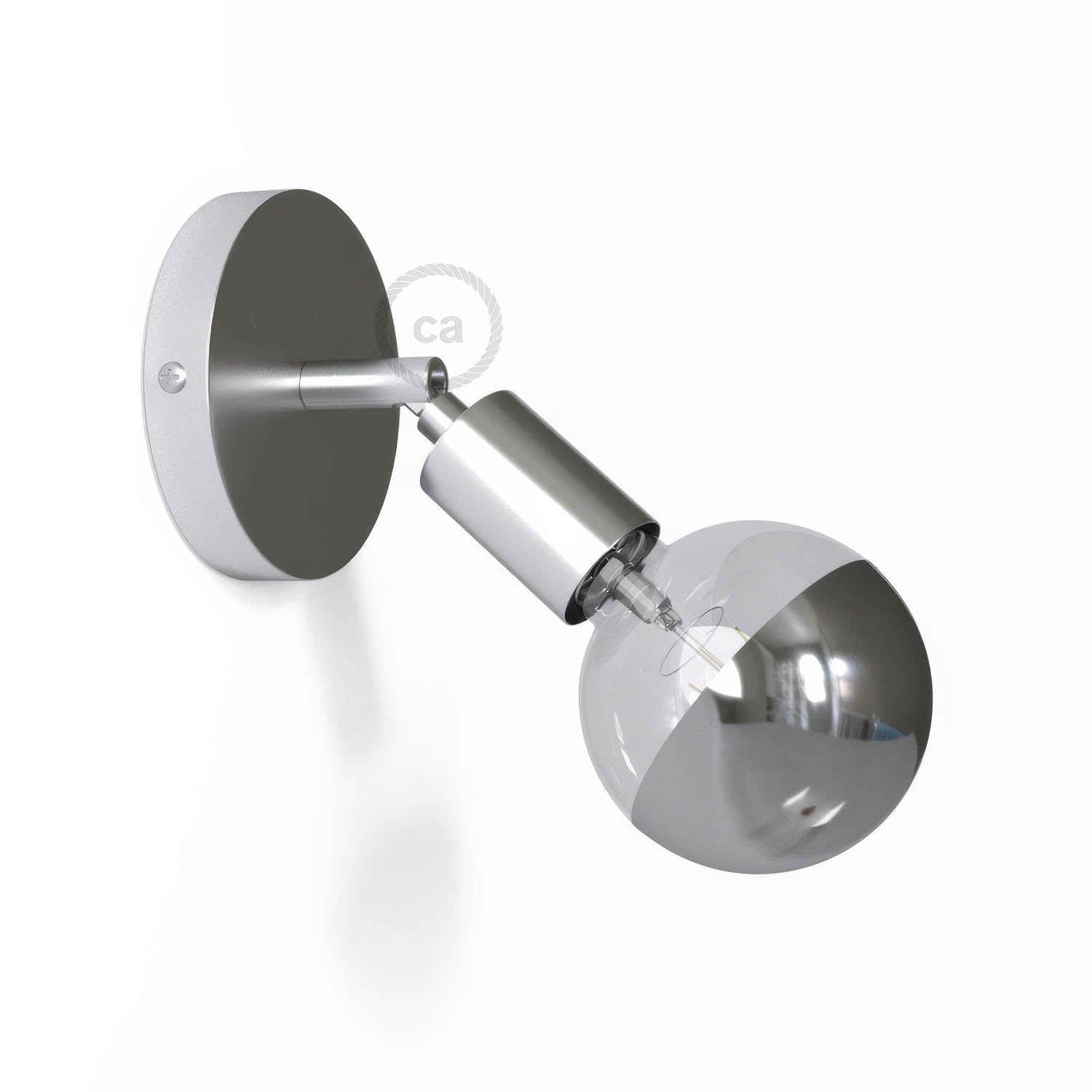 Fermaluce Metallo 90°, punto luce orientabile da parete o soffitto - Cromo
