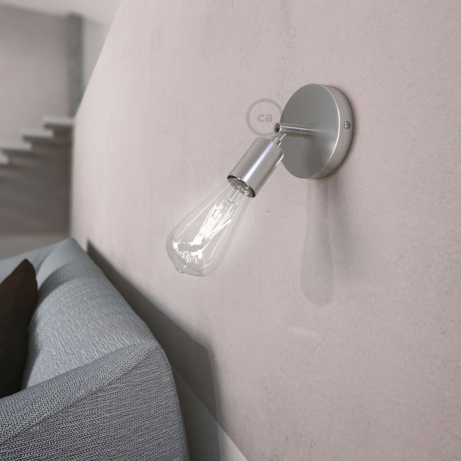 Fermaluce Metallo 90°, punto luce orientabile da parete o soffitto - Cromo
