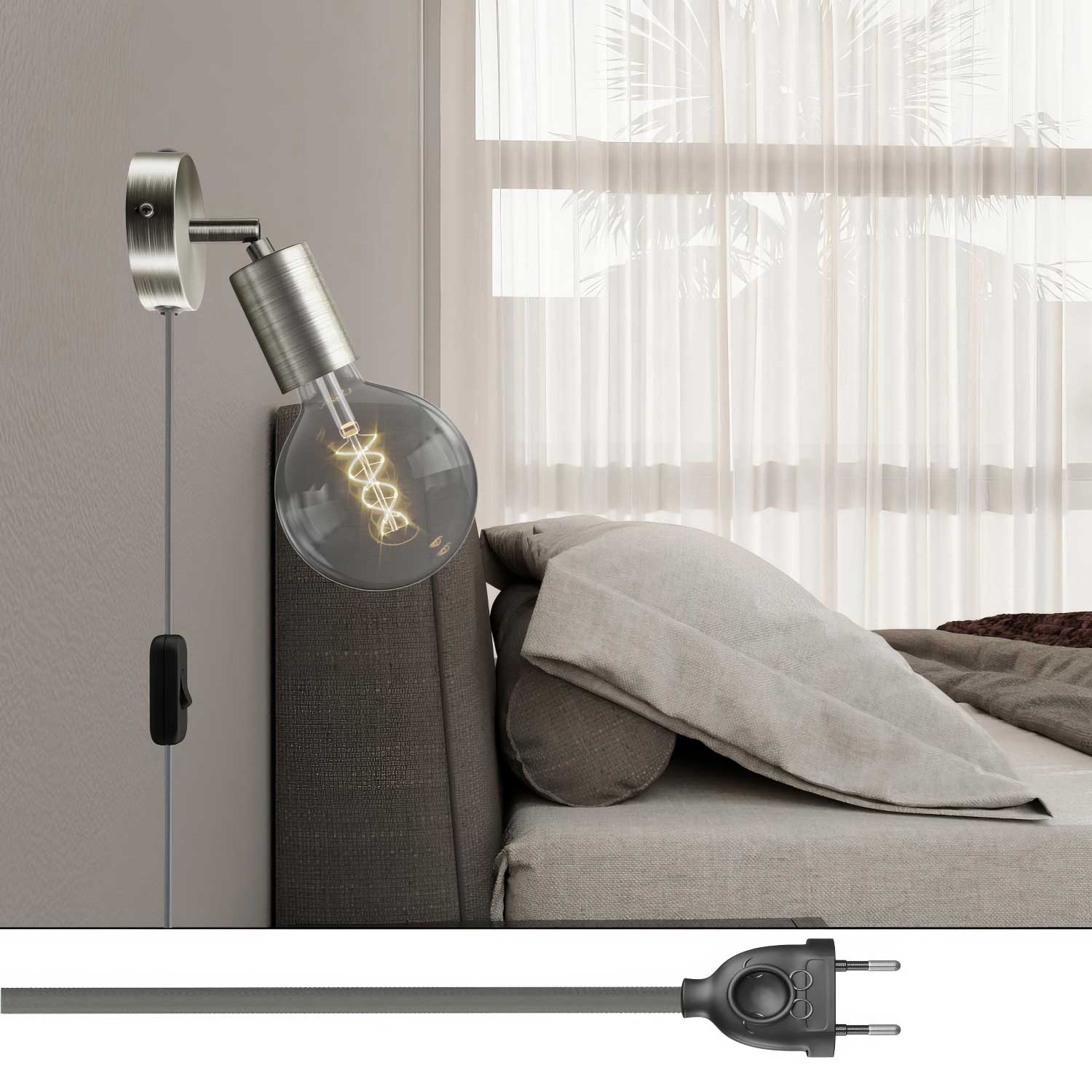 Lampada Spostaluce Snodo orientabile in metallo - Titanio satinato