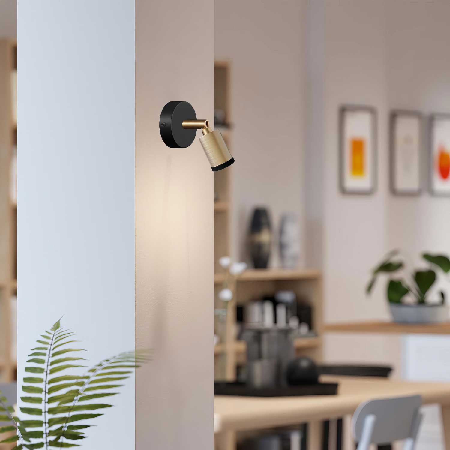 Fermaluce faretto Mini Spotlight GU1d0, lampada orientabile da parete o soffitto con snodo  - Bronzo satinato
