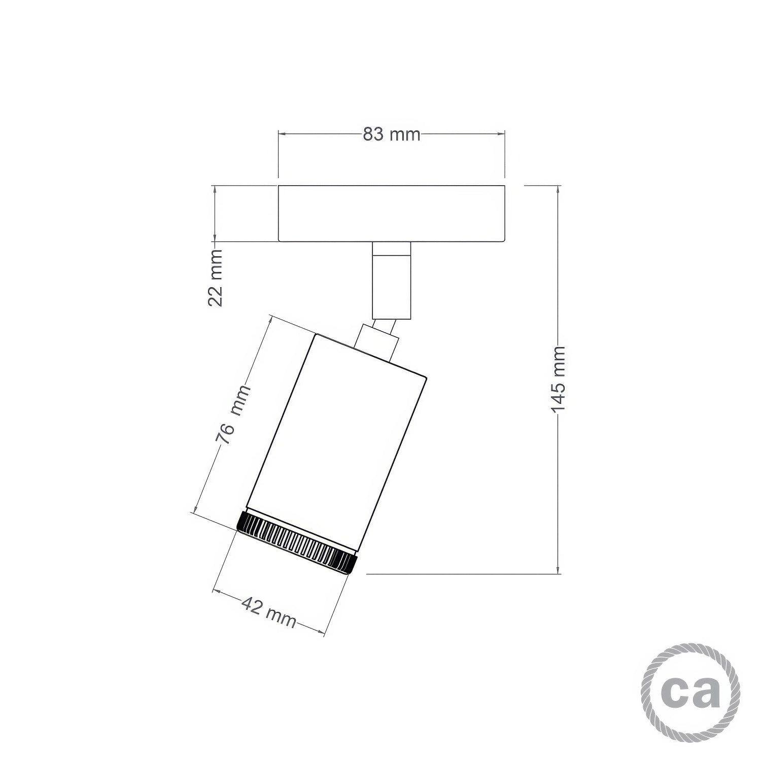 Fermaluce faretto Mini Spotlight GU1d0, lampada orientabile da parete o soffitto con snodo  - Rame satinato