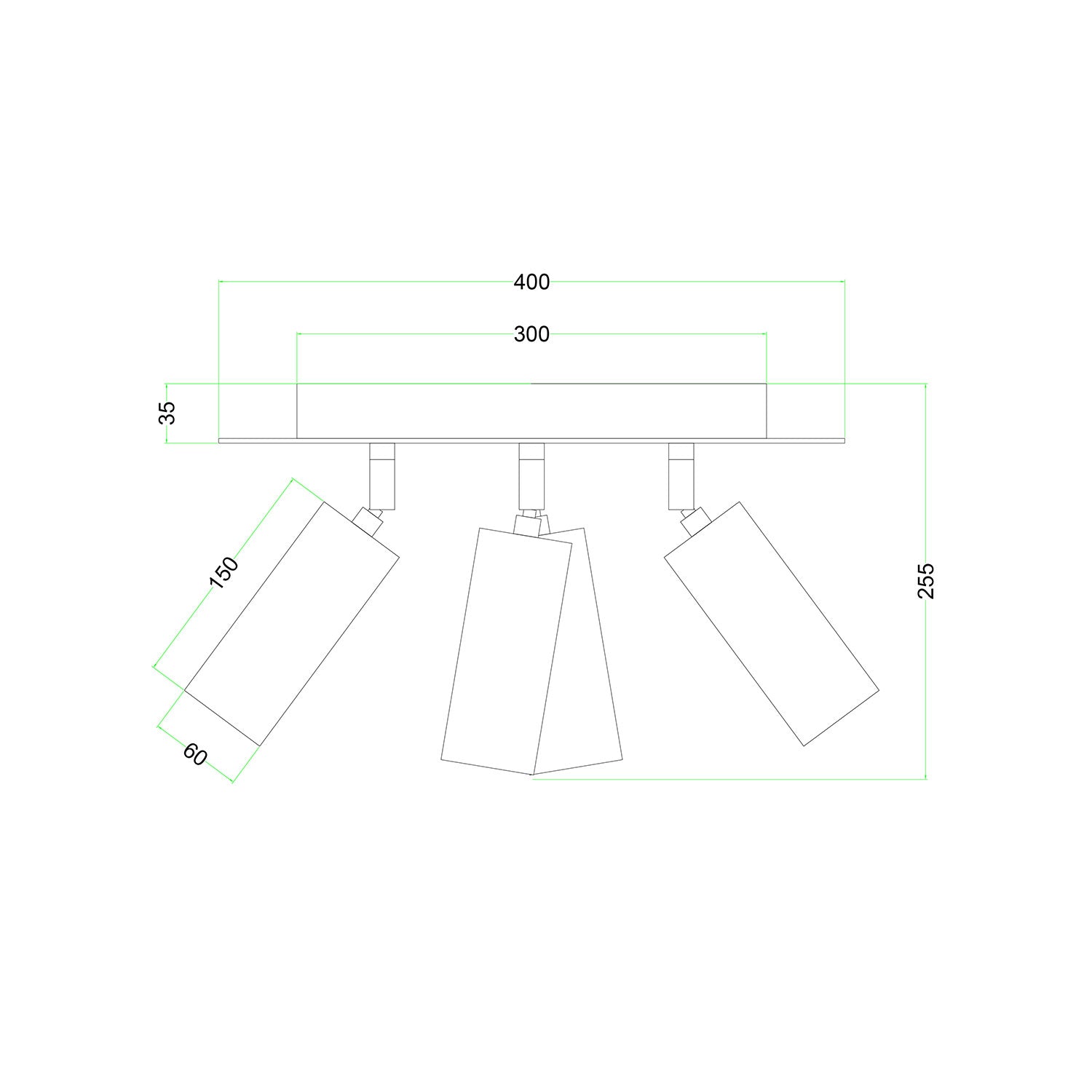 Lampada a 4 faretti con paralume Tub-E14 e Rose-One XXL rotondo - Bianco opaco