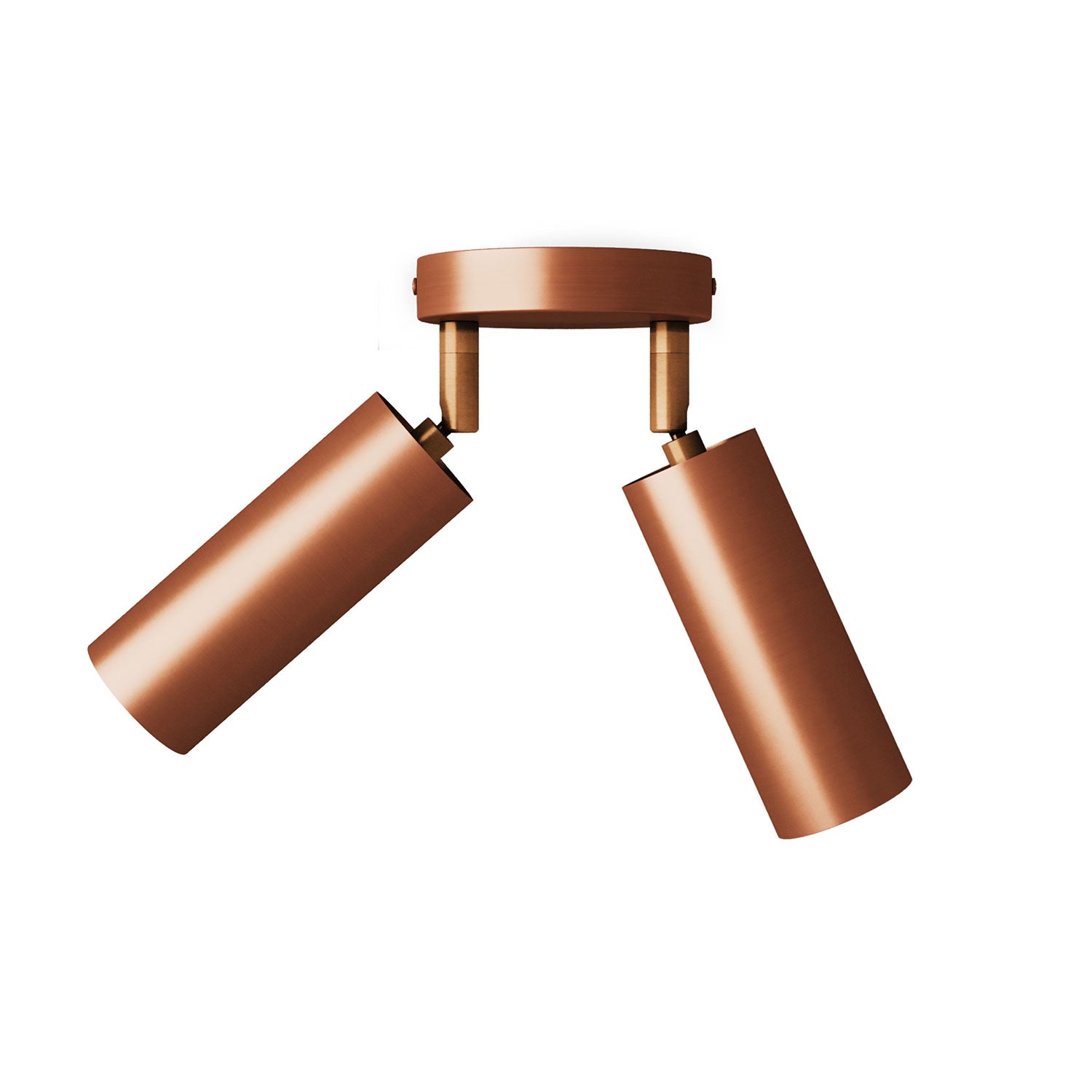 Lampada a 2 faretti con paralume Tub-E14 e rosone tondo - Rame satinato