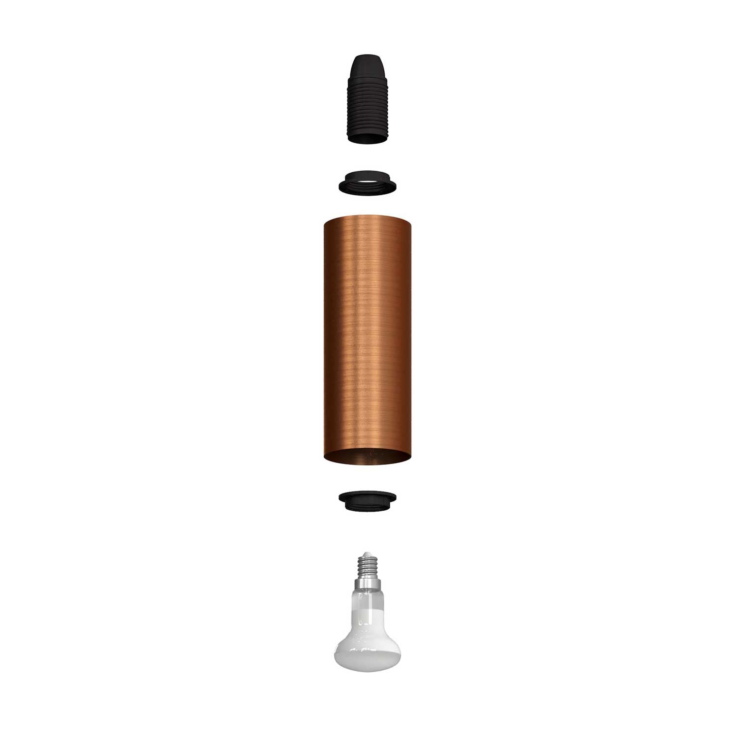 Fermaluce Metal faretto orientabile in metallo con paralume Tub-E14, lampada a muro - Rame satinato
